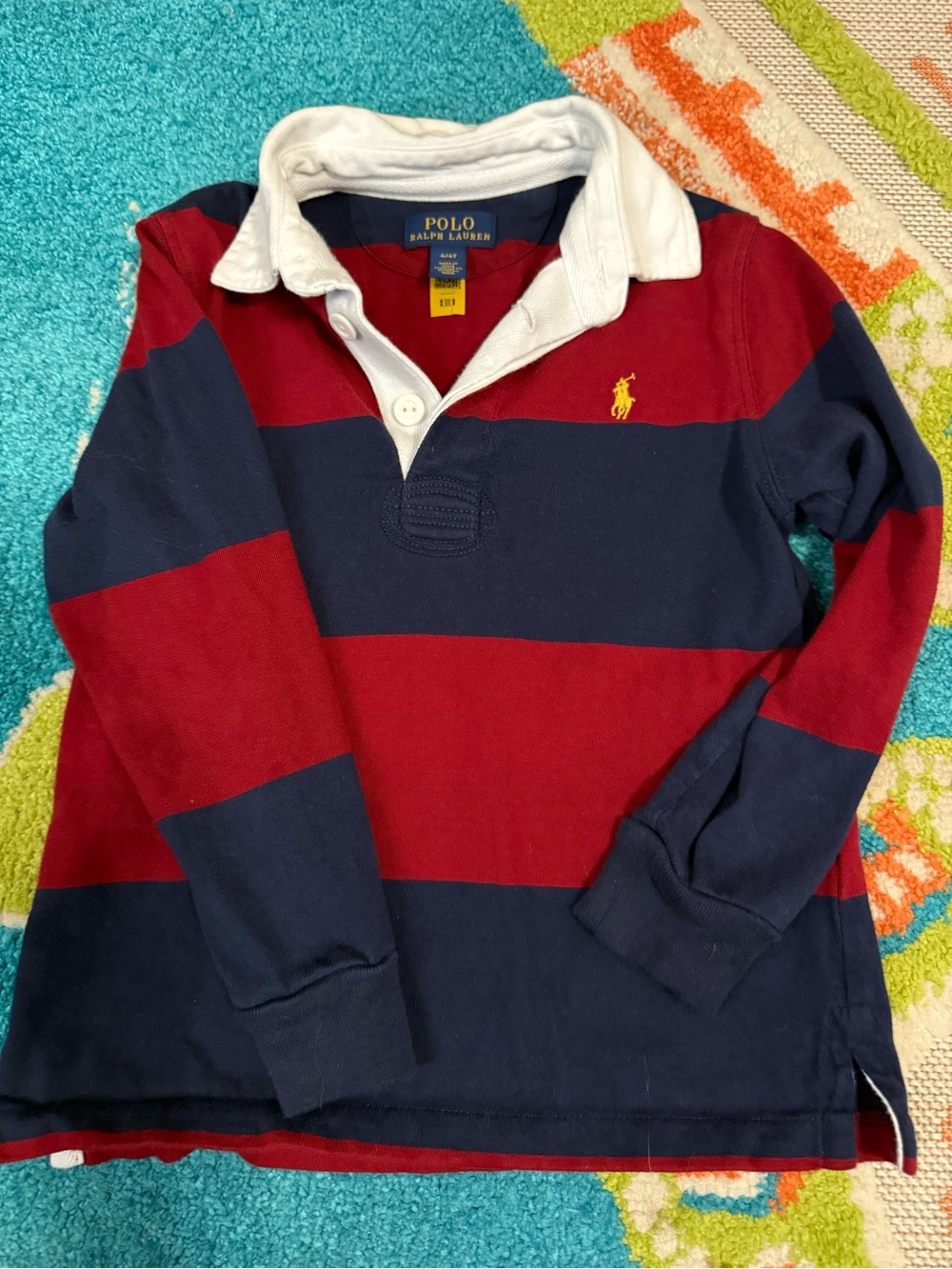 Polo by Ralph Lauren Red & Navy Striped Rugby Polo